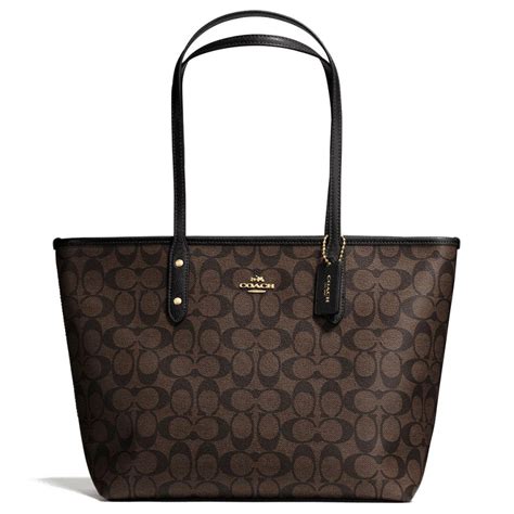 zip top tote bag coach